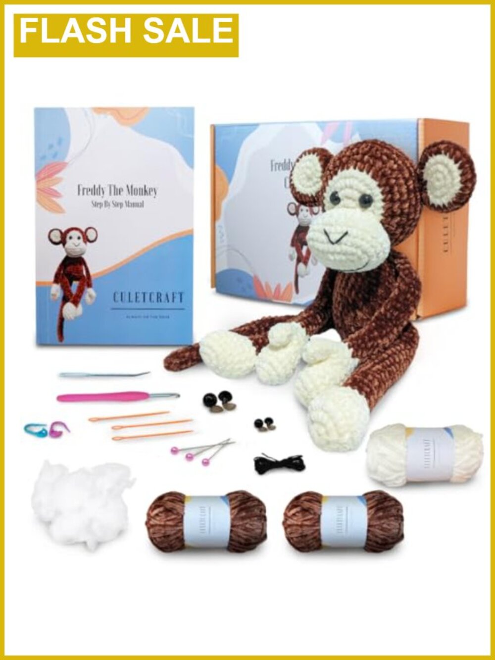 Beginner Crochet Kit Freddy the Monkey DIY Animal Craft Gift